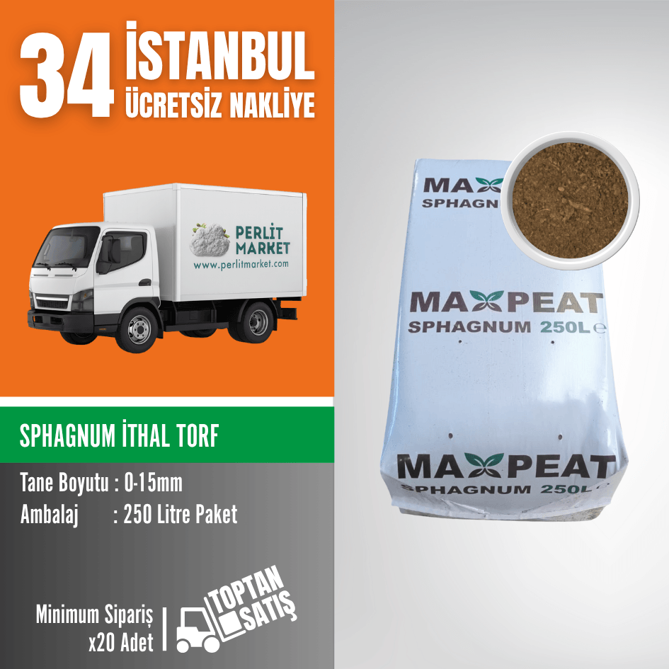 Sphagnum ithal Torf (0-15mm) | 250 Litre – İstanbul Nakliye Dahil